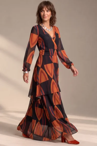 Alternative view of Vestido de tule longo com frente transpassada /377VES020