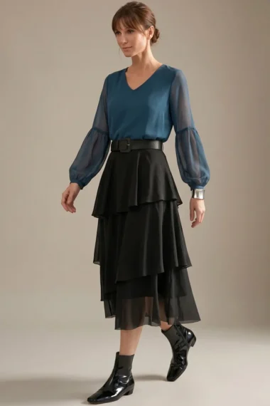 Blusa de tule decote U /403OXF