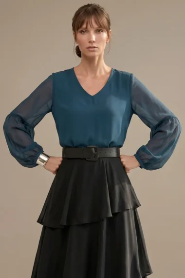 Alternative view of Blusa de tule decote U /403OXF