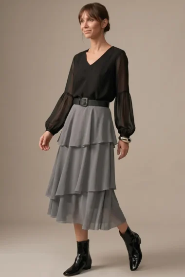 Blusa de tule decote U /403PTO