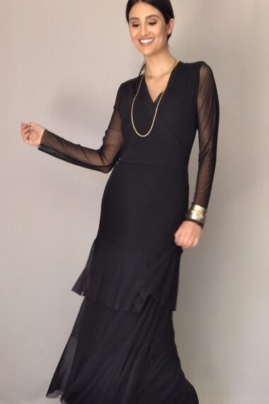 Alternative view of Vestido de tule longo transpassado /420PTO