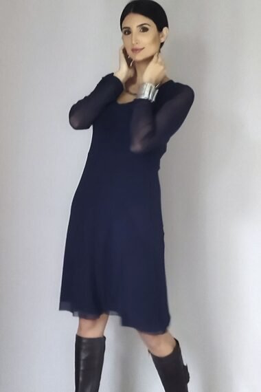 Alternative view of Vestido de tule com cortes diagonais /367AZ1