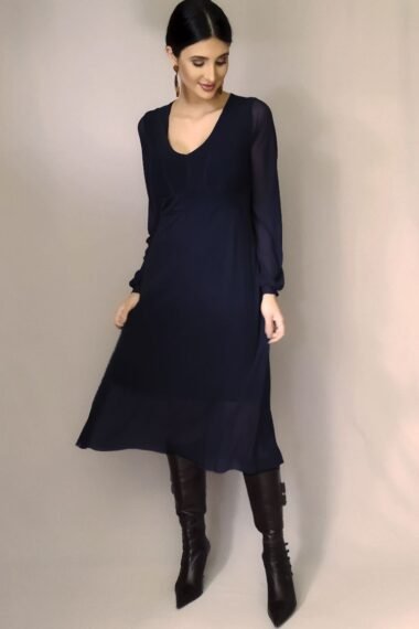Vestido de tule midi acinturado /425AZ1