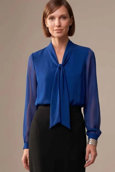 Blusa de tule com decote tipo cachecol /372ROY