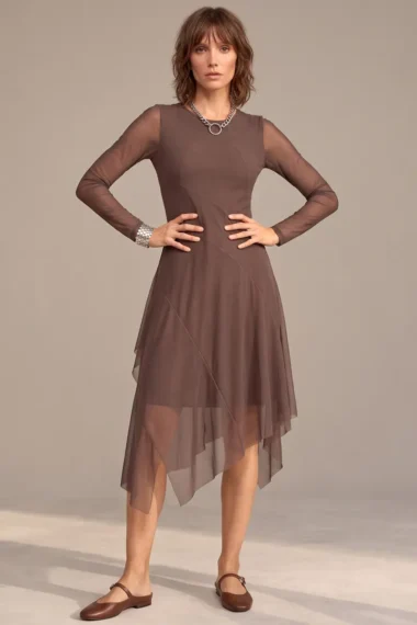 Vestido de tule assimétrico /444CAC