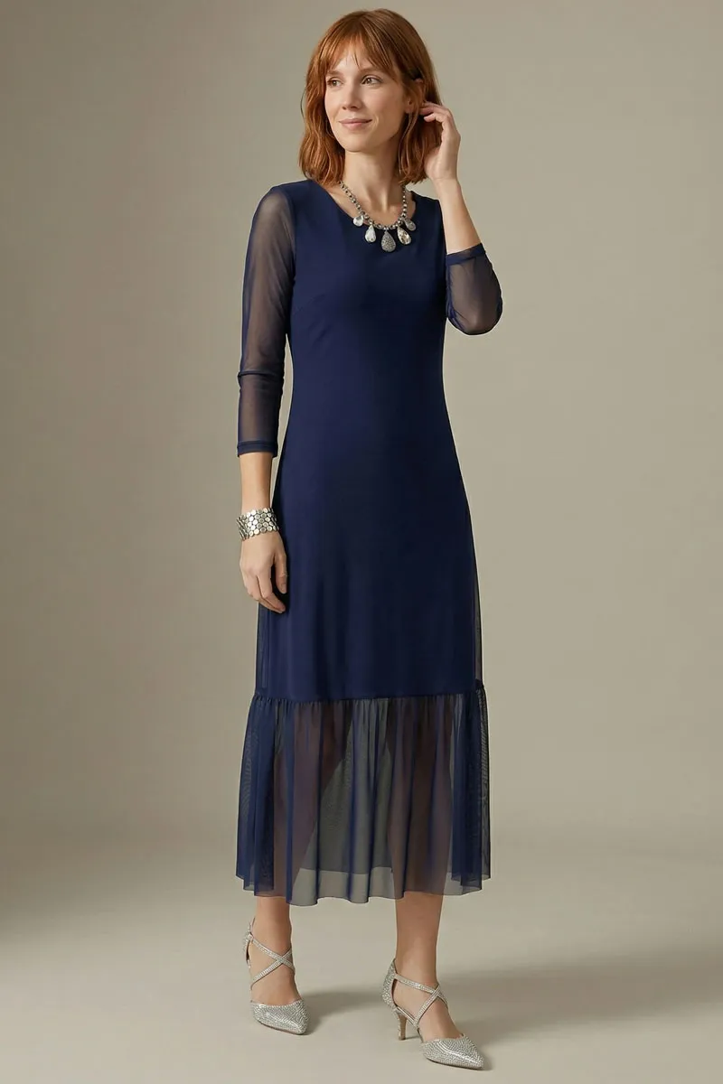 Vestido manga 3/4 e decote redondo /493AZ1 - Imagem 4