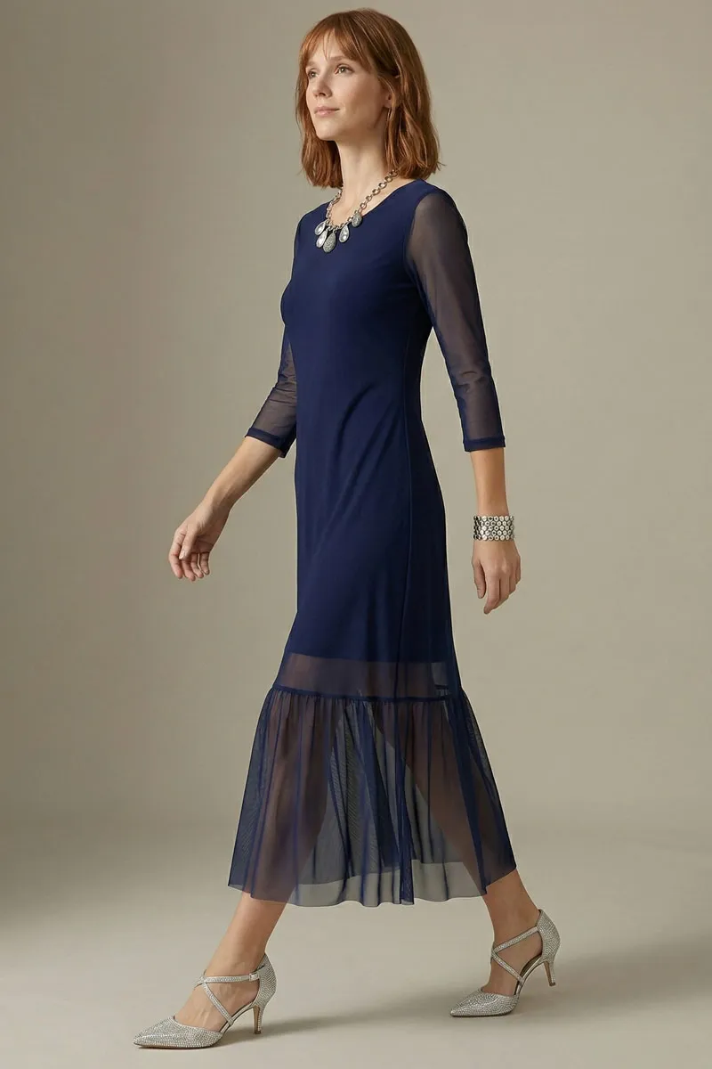 Vestido manga 3/4 e decote redondo /493AZ1 - Imagem 2