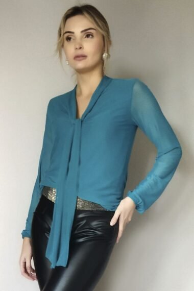 Alternative view of Blusa de tule com decote tipo cachecol /372PET