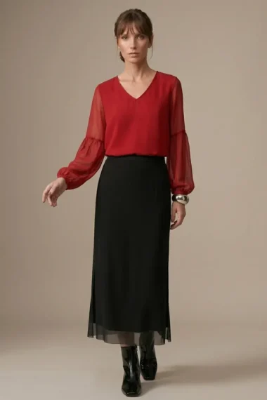 Blusa de tule decote U /403VM3