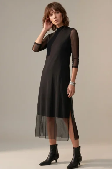 Vestido de tule midi com fendas laterais /453PTO