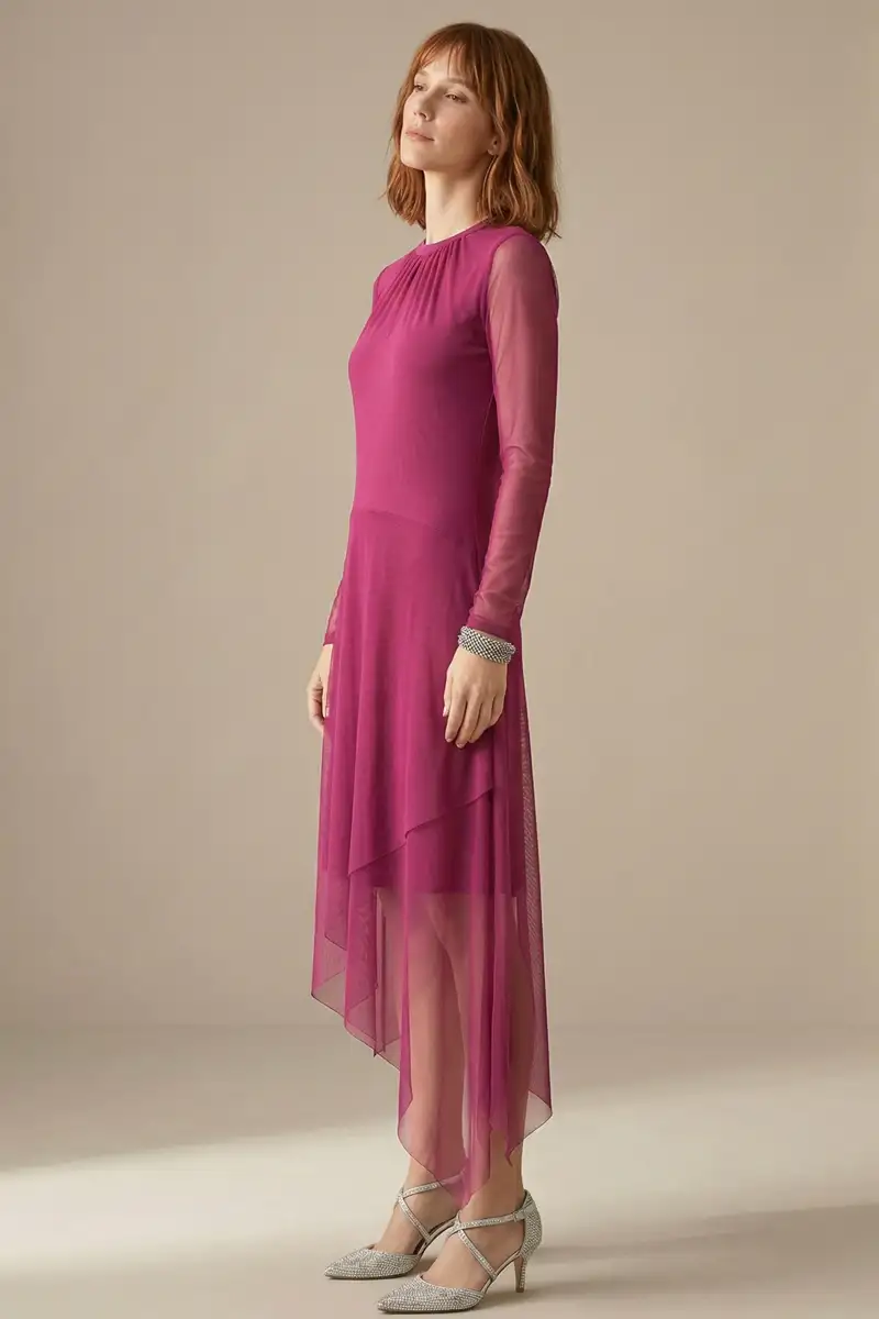 Vestido evasê assimétrico /496PIT - Imagem 3