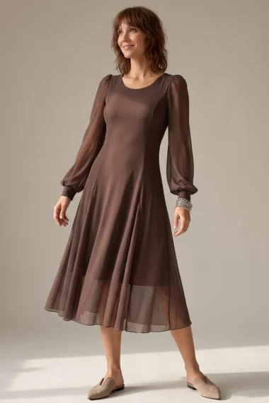 Vestido de tule midi com nesgas /433CAC