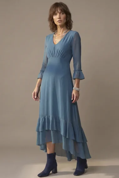 Alternative view of Vestido de tule decote V com drapeado /512PET