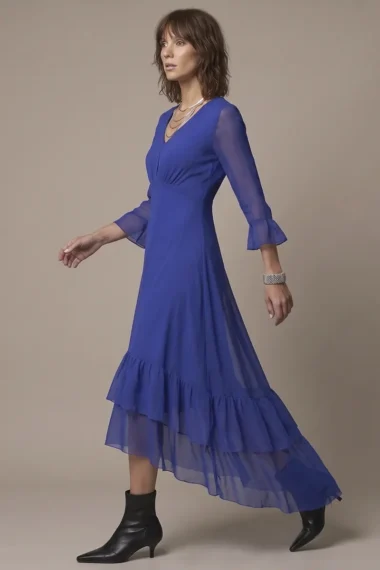 Alternative view of Vestido de tule decote V com drapeado /512ROY