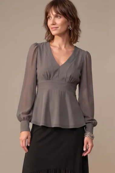 Blusa de tule decote U /440CIN