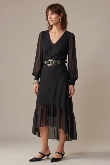 Alternative view of Conjunto blusa decote U e saia mullet /156CJO