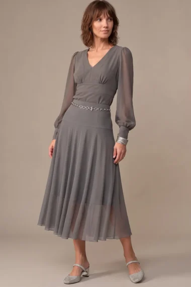 Alternative view of Conjunto blusa decote U e saia godê /158CJO
