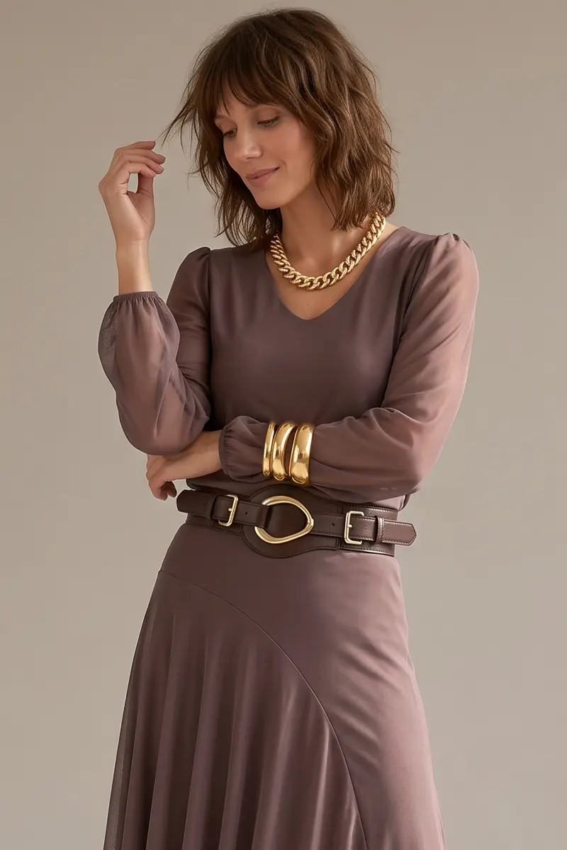 Conjunto blusa decote V e saia godê /163CJO - Imagem 7