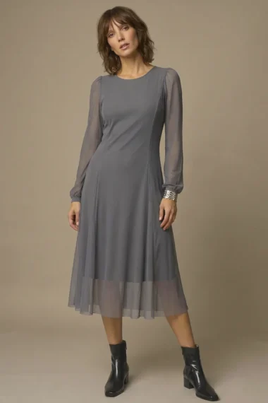 Vestido de tule midi com nesgas /433CIN