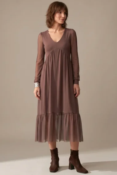 Vestido evasê e decote V /491CAC