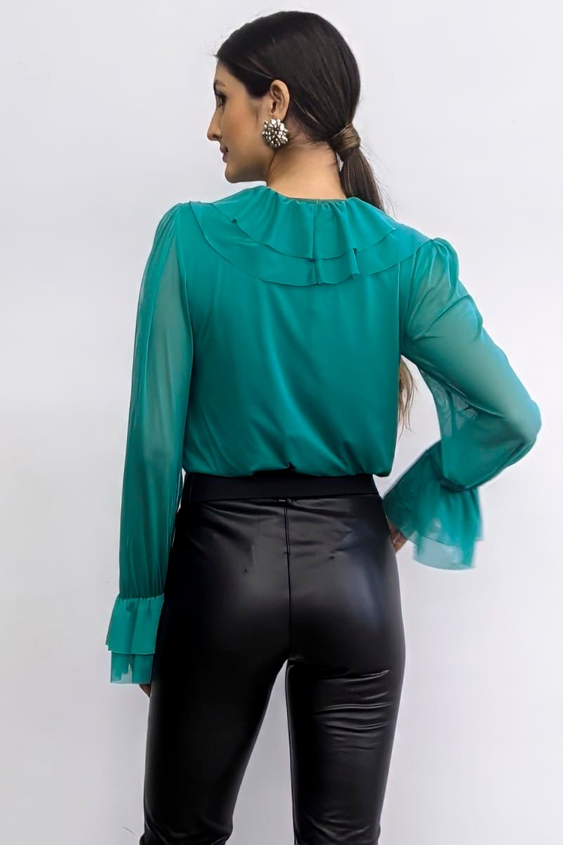 Blusa de tule jabot duplo /509ESM - Imagem 4
