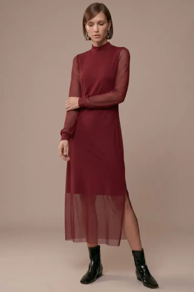 Vestido acinturado gola alta /538MAR