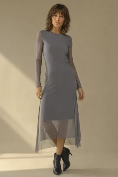 Vestido acinturado com fendas /545CIN