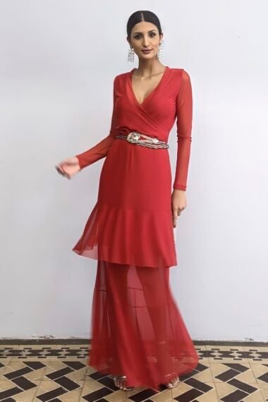 Vestido de tule longo transpassado /420VM3