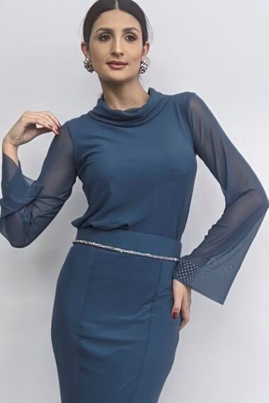 Blusa ampla com gola boba manga sino /555OXF
