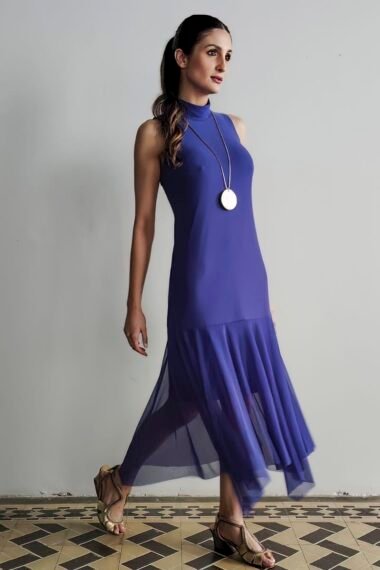 Vestido manga cavada com gola alta /515ROY