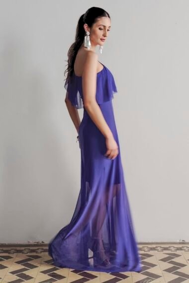 Alternative view of Vestido longo, um ombro e babado /525ROY