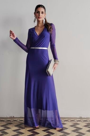 Alternative view of Vestido longo transpassado e fenda /559ROY
