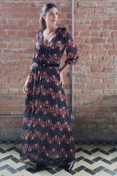 Alternative view of Vestido de tule longo com frente transpassada /422VES362