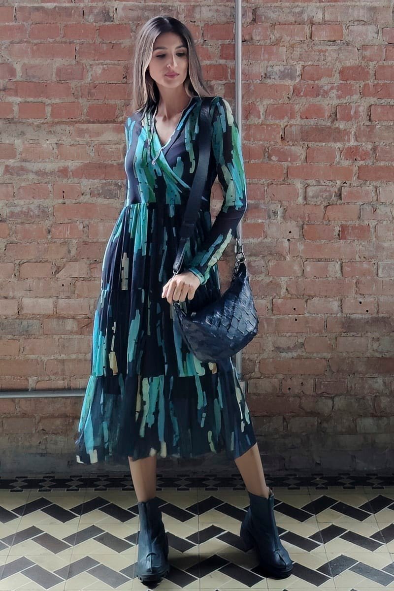 Vestido midi com decote transpassado /426SFO011