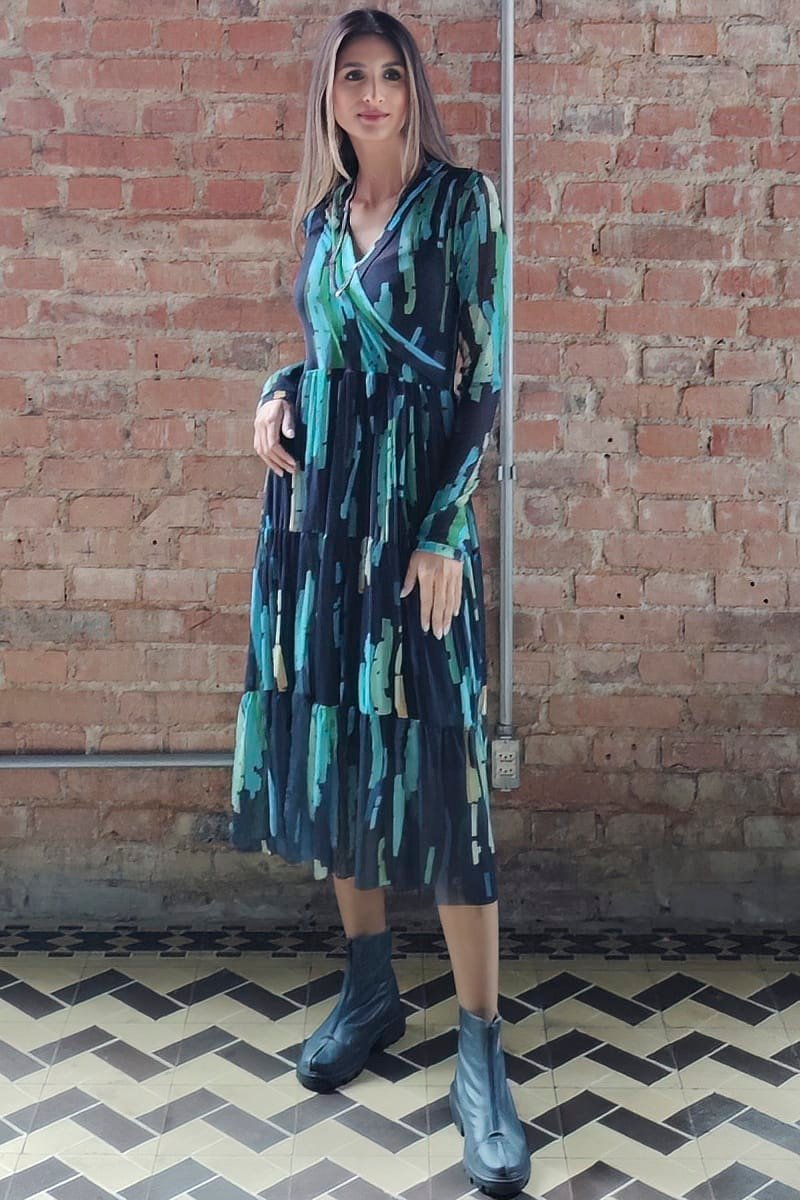 Vestido midi com decote transpassado /426SFO011 - Imagem 2