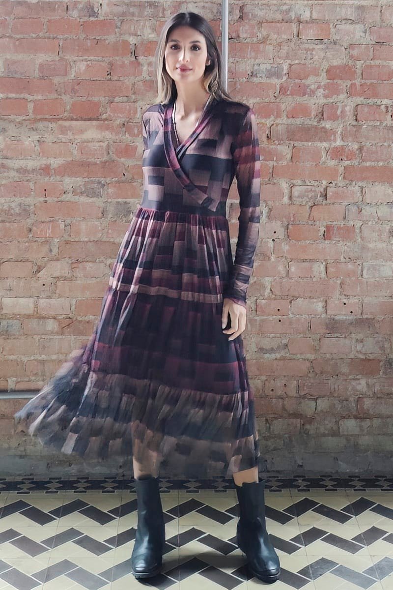 Vestido midi com decote transpassado /426SFO056