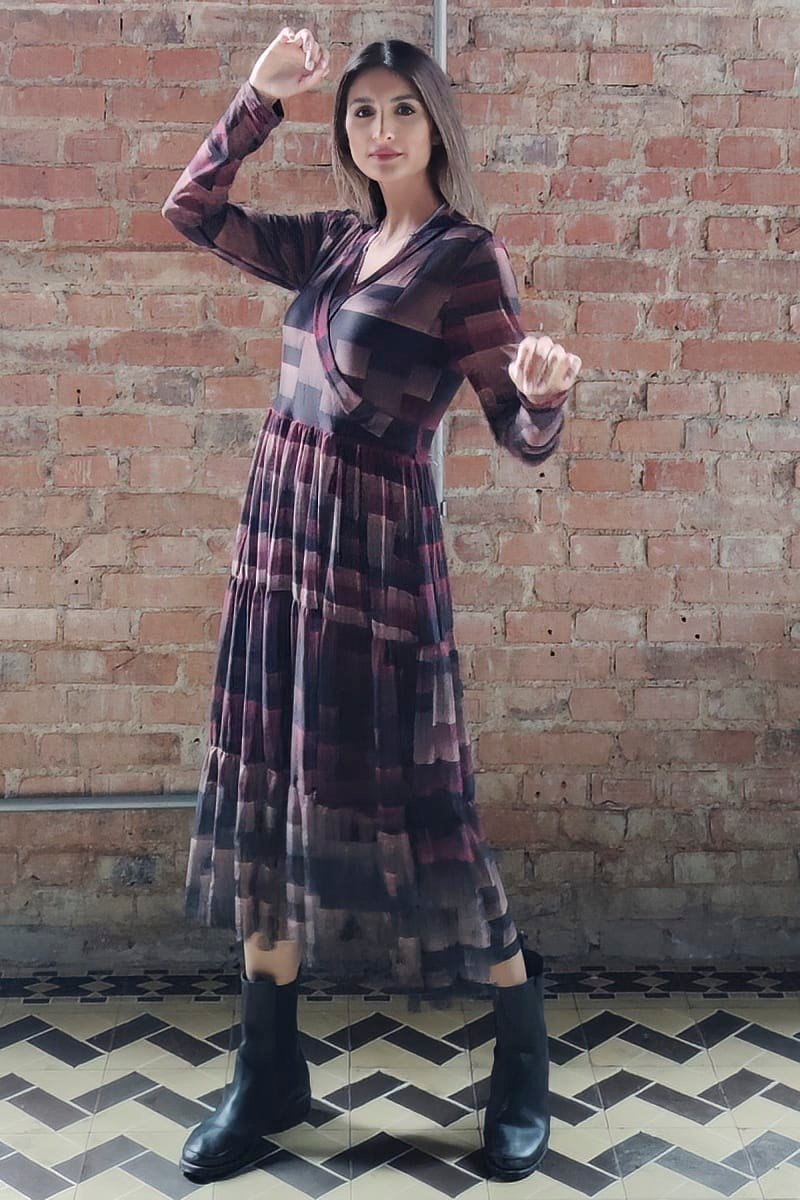 Vestido midi com decote transpassado /426SFO056 - Imagem 2