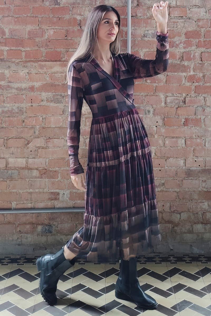 Vestido midi com decote transpassado /426SFO056 - Imagem 3