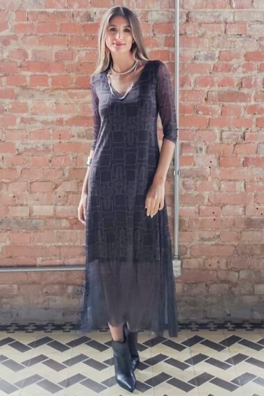 Vestido decote V com fendas laterais /563VES335