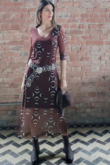 Vestido decote V com fendas laterais /563VES366