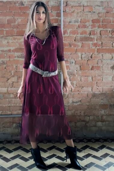 Vestido decote V com fendas laterais /563VES368