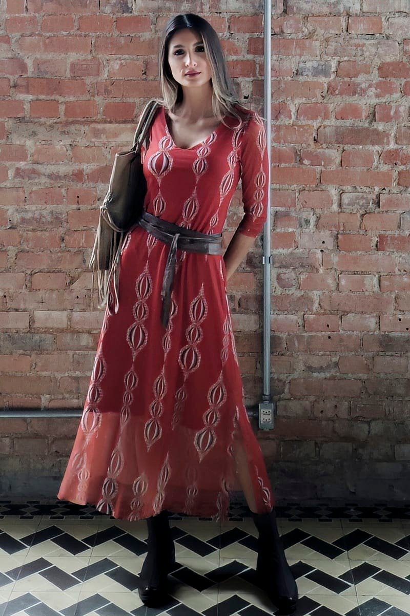 Vestido decote V com fendas laterais /563VES370