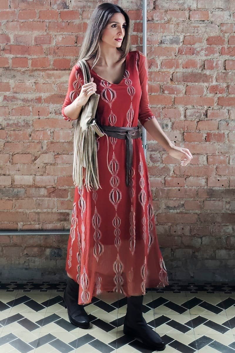 Vestido decote V com fendas laterais /563VES370 - Imagem 2