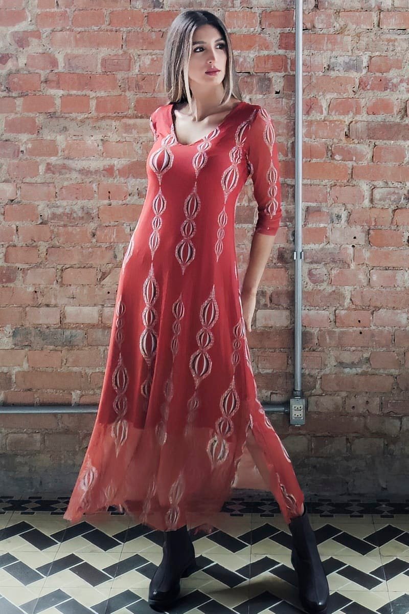 Vestido decote V com fendas laterais /563VES370 - Imagem 3