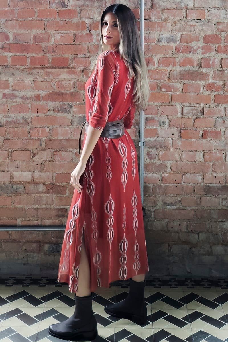 Vestido decote V com fendas laterais /563VES370 - Imagem 4