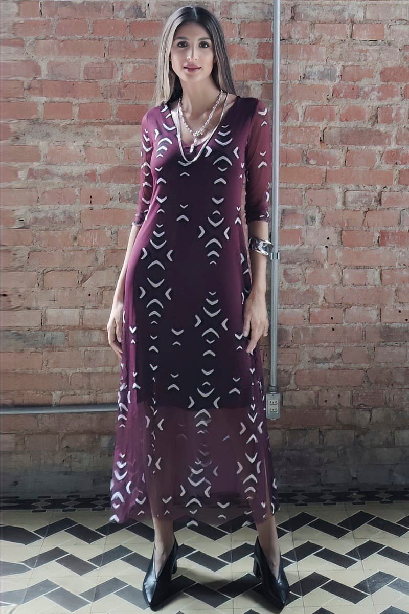 Vestido decote V com fendas laterais /563VES371 - Imagem 2