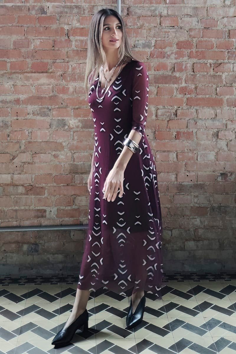 Vestido decote V com fendas laterais /563VES371 - Imagem 3