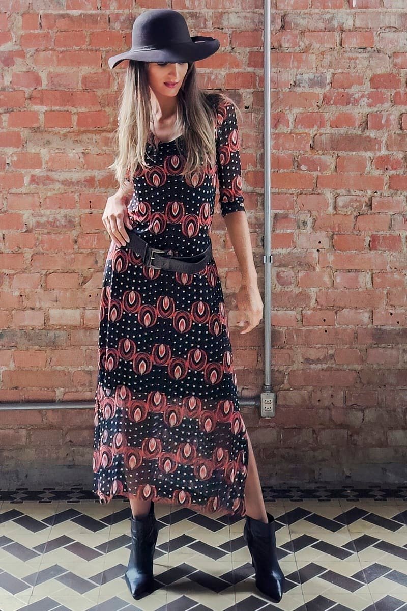 Vestido decote V com fendas laterais /563VES362 - Imagem 4