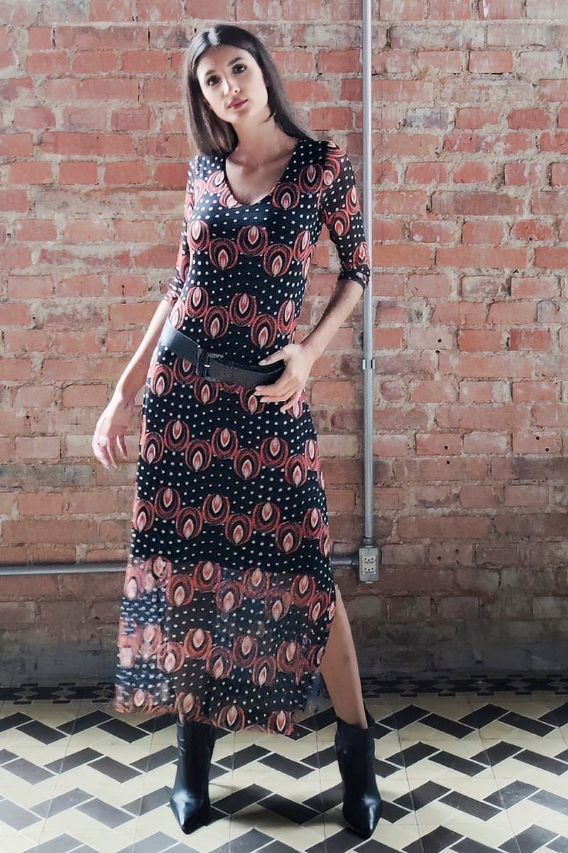 Vestido decote V com fendas laterais /563VES362 - Imagem 3