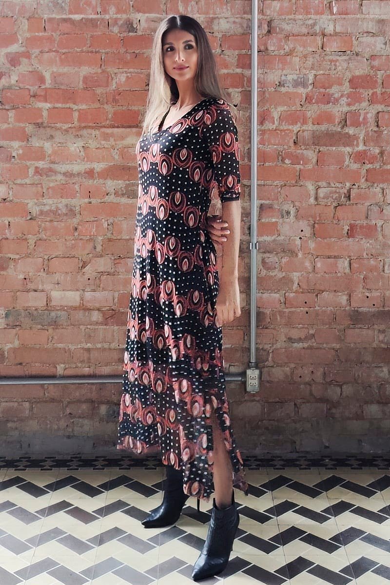 Vestido decote V com fendas laterais /563VES362 - Imagem 2